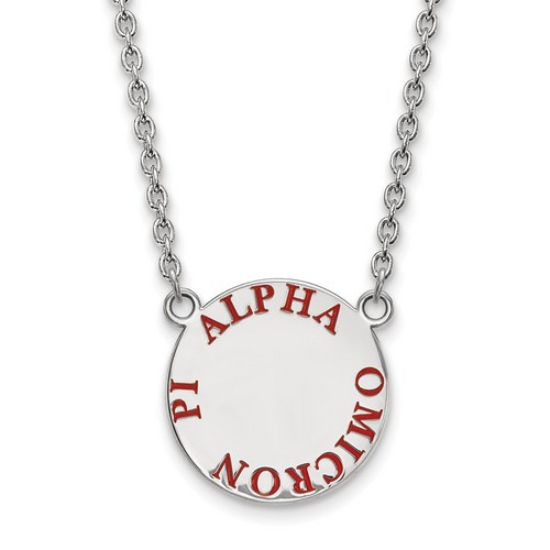 Alpha Omicron Pi Sorority Small Pendant Necklace in Sterling Silver 6.66 gr