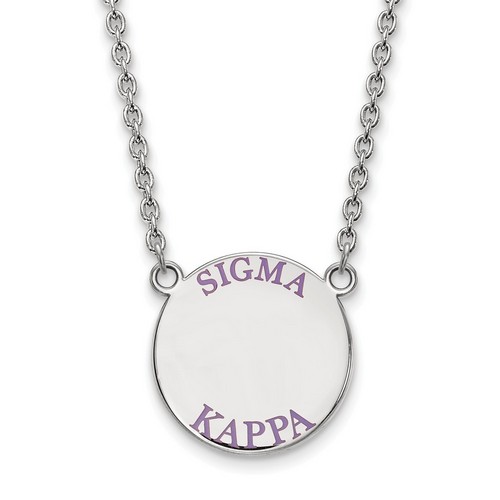 Sigma Kappa Sorority Small Pendant Necklace in Sterling Silver 6.62 gr