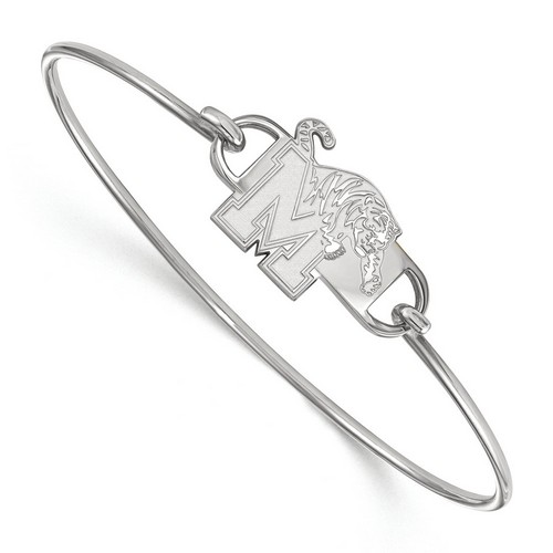 University of Memphis Tigers Small Center Logo Sterling Silver Wire Bangle