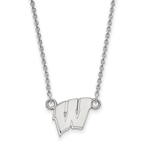 University of Wisconsin Badgers Small Sterling Silver Pendant Necklace 3.02 gr