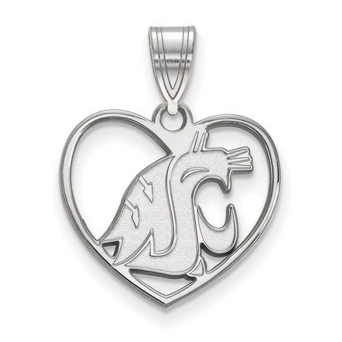 Washington State Cougars Sterling Silver Heart Pendant 1.42 gr