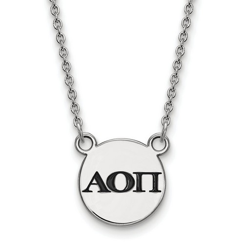 Alpha Omicron Pi Sorority XS Pendant Necklace in Sterling Silver 3.26 gr