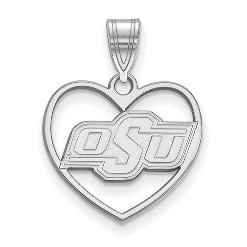 Oklahoma State University Cowboys Sterling Silver Heart Pendant 1.55 gr