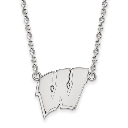 University of Wisconsin Badgers Large Sterling Silver Pendant Necklace 6.14 gr