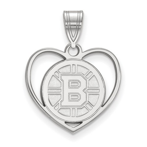 Boston Bruins Sterling Silver Heart Pendant 1.88 gr
