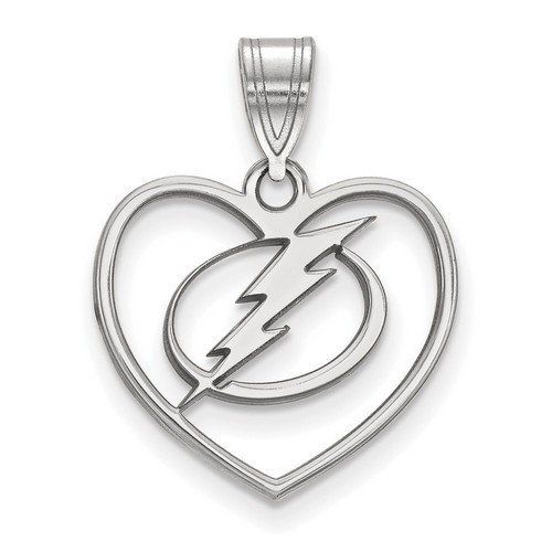 Tampa Bay Lightning Sterling Silver Heart Pendant 1.09 gr