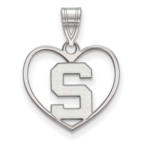 Michigan State University Spartans Sterling Silver Heart Pendant 1.16 gr