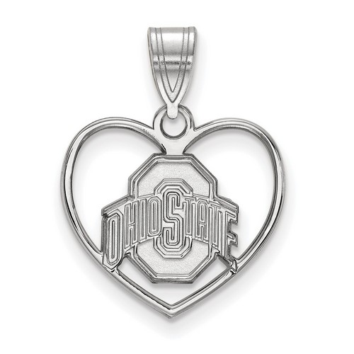 Ohio State University Buckeyes Sterling Silver Heart Pendant 1.53 gr