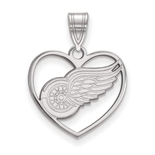 Detroit Red Wings Sterling Silver Heart Pendant 1.56 gr
