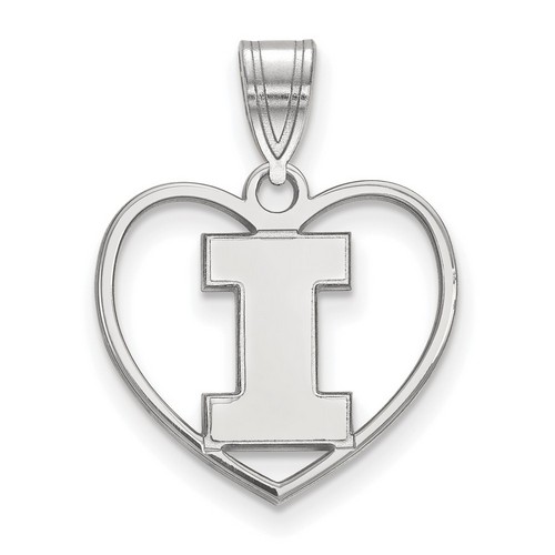 University of Illinois Fighting Illini Sterling Silver Heart Pendant 1.31 gr