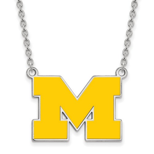 University of Michigan Wolverines Yellow Sterling Silver Pendant Necklace 6.85gr