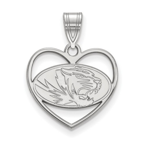 University of Missouri Tigers Sterling Silver Heart Pendant 1.76 gr