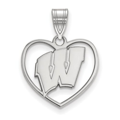 University of Wisconsin Badgers Sterling Silver Heart Pendant 1.67 gr