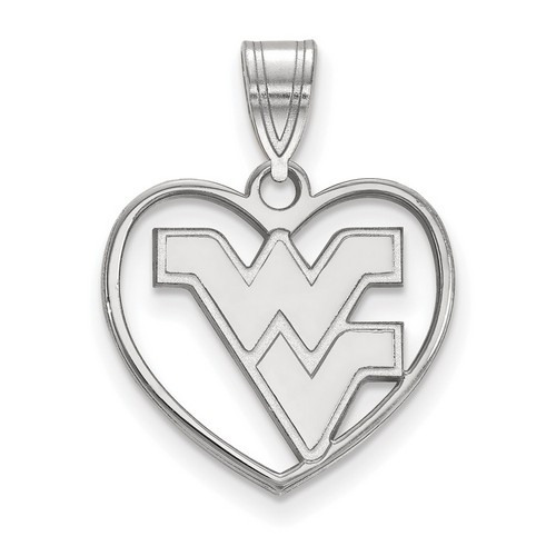 West Virginia University Mountaineers Sterling Silver Heart Pendant 1.58 gr