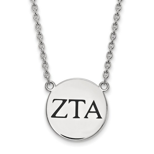 Zeta Tau Alpha Sorority Small Sterling Silver Pendant Necklace 6.49 gr