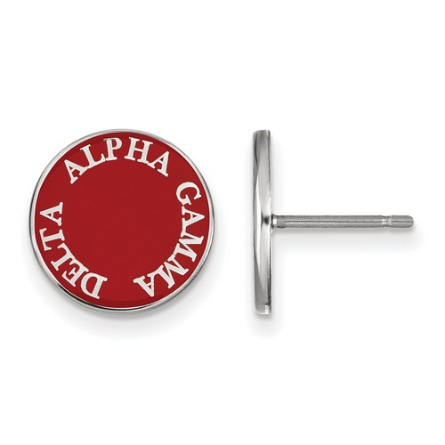 Alpha Gamma Delta Sorority Enameled Post Earrings in Sterling Silver 2.25 gr
