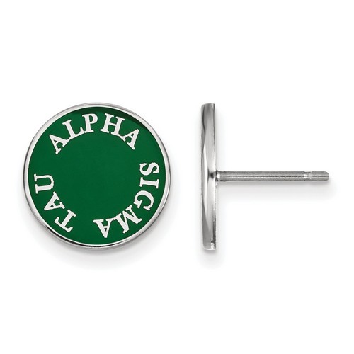 Alpha Sigma Tau Sorority Enameled Post Earrings in Sterling Silver 1.56 gr