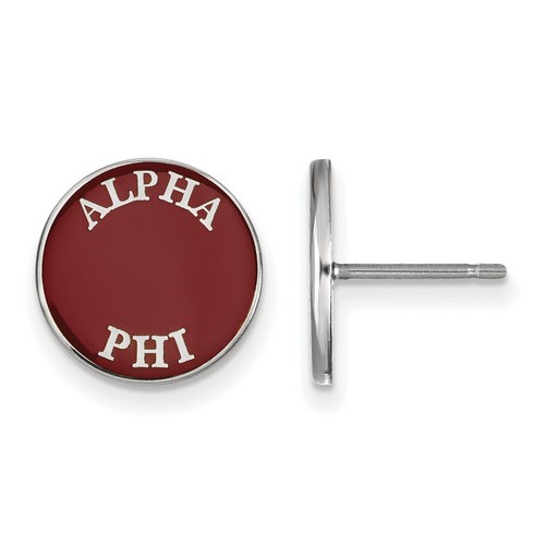 Alpha Phi Sorority Enameled Sterling Silver Post Earrings 1.56 gr