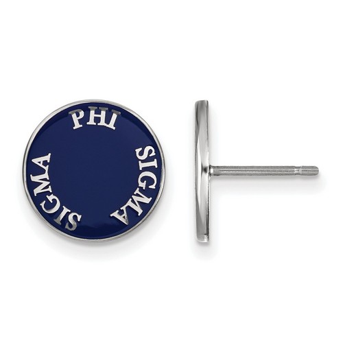 Phi Sigma Sigma Sorority Enameled Post Earrings in Sterling Silver 1.56 gr