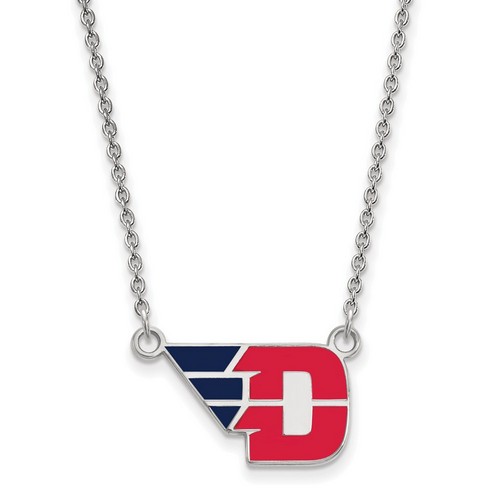 University of Dayton Flyers Small Pendant Necklace in Sterling Silver 3.39 gr