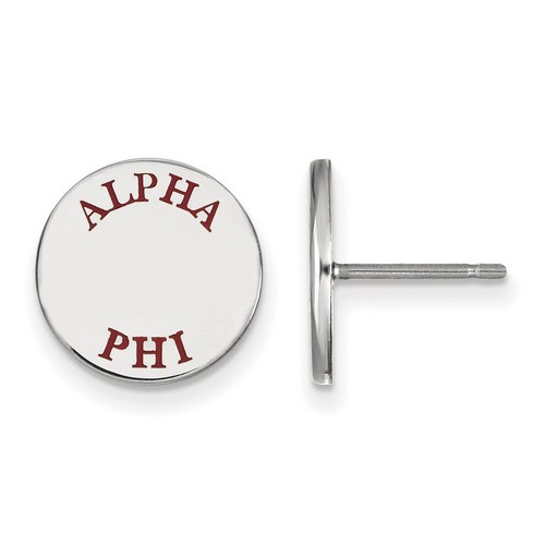 Alpha Phi Sorority Enameled Post Earrings in Sterling Silver 2.09 gr