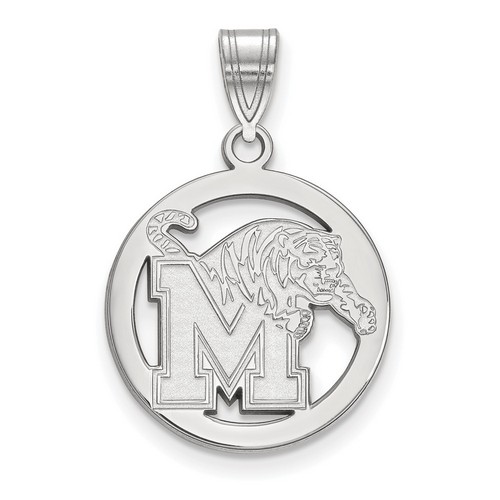 University of Memphis Tigers Small Sterling Silver Circle Pendant 2.42 gr