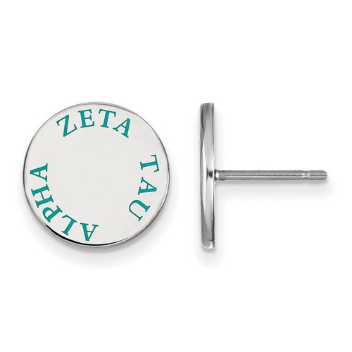 Zeta Tau Alpha Sorority Enameled Sterling Silver Post Earrings 2.09 gr
