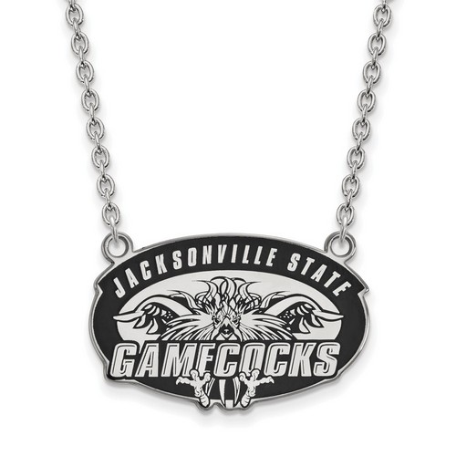 Jacksonville State University Gamecocks Large Sterling Silver Pendant & Necklace