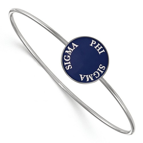 Phi Sigma Sigma Sorority Enameled Slip-On Bangle in Sterling Silver 7.20 gr