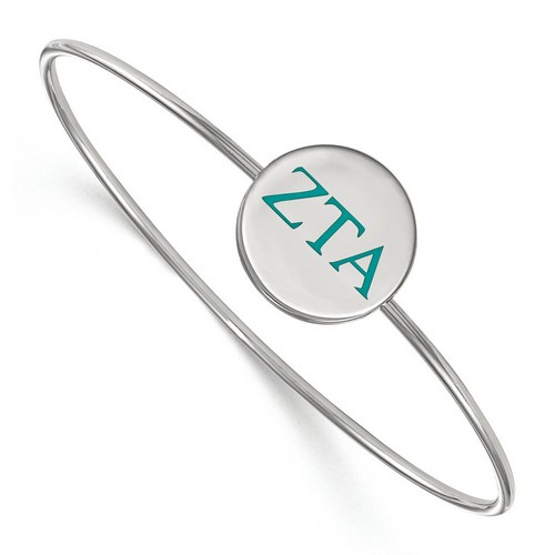 Zeta Tau Alpha Sorority Enameled Sterling Silver Slip-On Bangle 8.05 gr