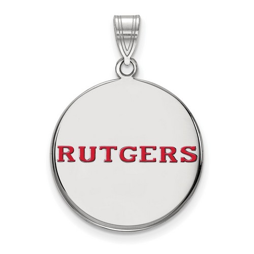 Rutgers University Scarlet Knights Large Disc Pendant in Sterling Silver 4.41 gr