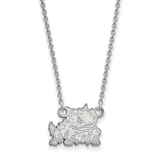 Texas Christian University TCU Horned Frogs Small Silver Pendant Necklace 3.31gr