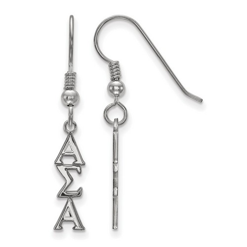 Alpha Sigma Alpha Sorority Small Dangle Earrings in Sterling Silver 1.22 gr