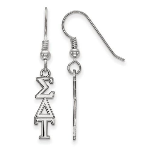 Sigma Delta Tau Sorority Small Dangle Earrings in Sterling Silver 1.53 gr