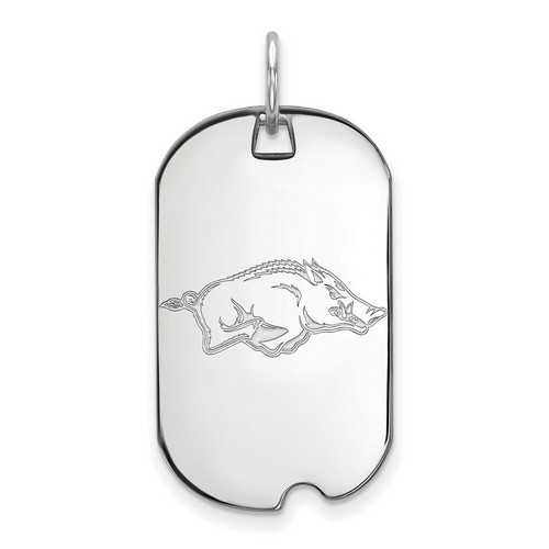 University of Arkansas Razorbacks Small Dog Tag in Sterling Silver 4.45 gr