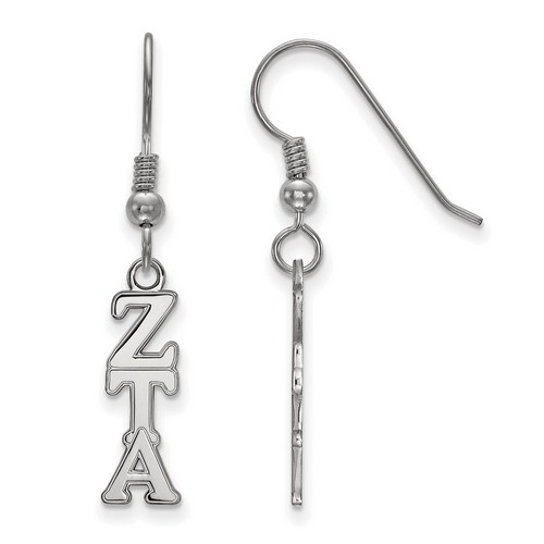 Zeta Tau Alpha Sorority Small Dangle Earrings in Sterling Silver 1.53 gr