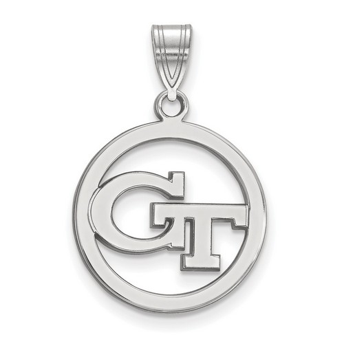 Georgia Tech Yellow Jackets Small Pendant in Circle in Sterling Silver 1.90 gr