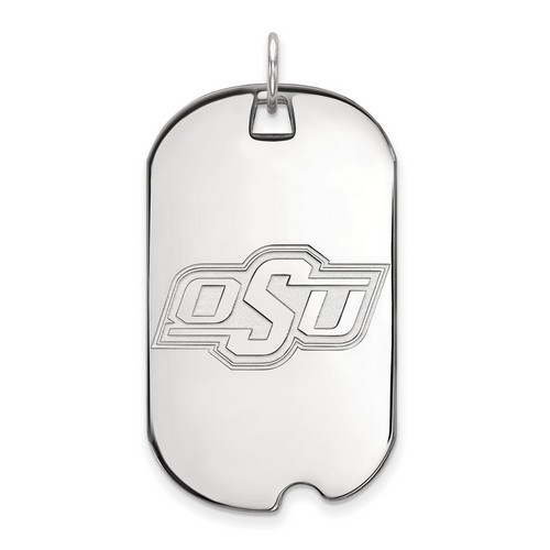 Oklahoma State University Cowboys Large Dog Tag in Sterling Silver 7.77 gr