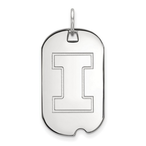 University of Illinois Fighting Illini Small Dog Tag in Sterling Silver 4.45 gr
