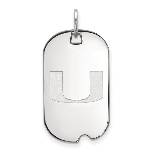 University of Miami Hurricanes Small Dog Tag in Sterling Silver 4.26 gr