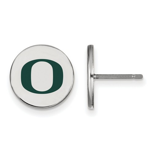 University of Oregon Ducks Small Disc Earrings in Sterling Silver 1.97 gr