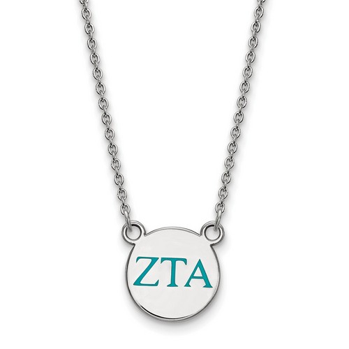 Zeta Tau Alpha Sorority XS Pendant Necklace in Sterling Silver 3.34 gr