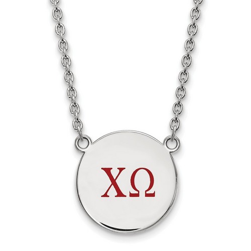 Chi Omega Sorority Small Pendant Necklace in Sterling Silver 6.68 gr