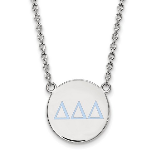 Delta Delta Delta Sorority Small Pendant Necklace in Sterling Silver 6.49 gr