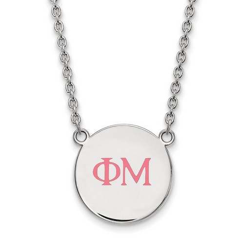 Phi Mu Sorority Small Pendant Necklace in Sterling Silver 6.49 gr