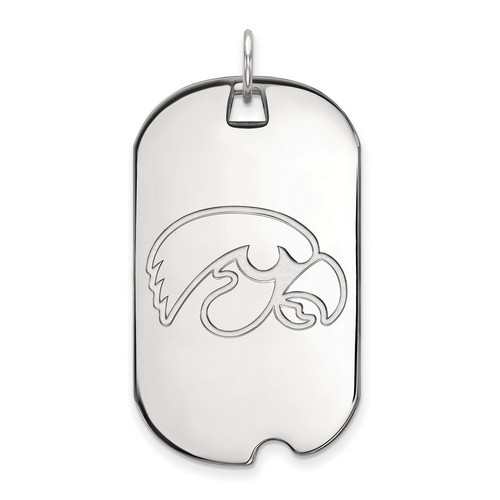 University of Iowa Hawkeyes Large Dog Tag in Sterling Silver 7.93 gr