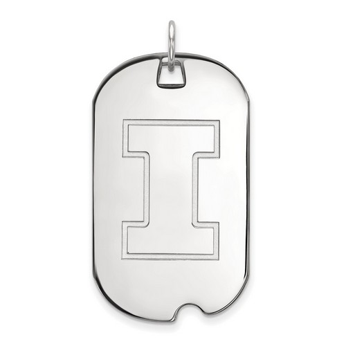 University of Illinois Fighting Illini Large Dog Tag in Sterling Silver 7.79 gr