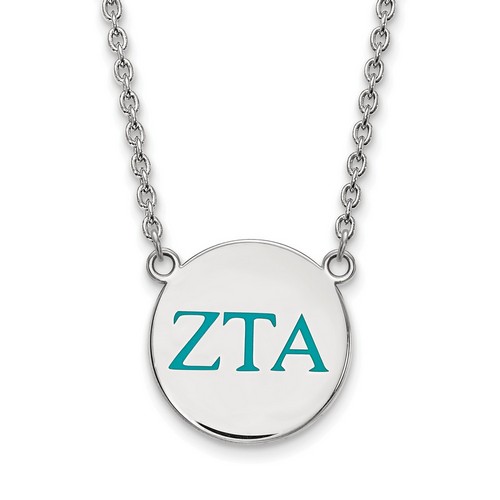Zeta Tau Alpha Sorority Small Pendant Necklace in Sterling Silver 6.49 gr