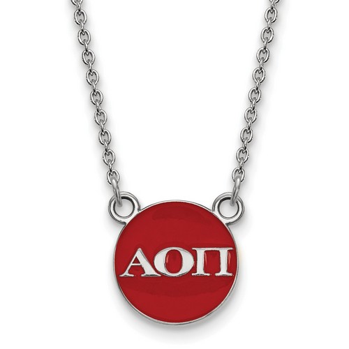 Alpha Omicron Pi Sorority XS Pendant Necklace in Sterling Silver 3.19 gr