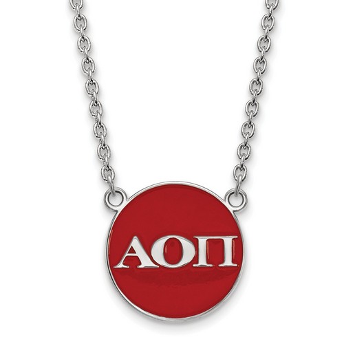 Alpha Omicron Pi Sorority Small Sterling Silver Pendant Necklace 6.00 gr